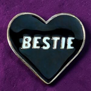 Bestie Heart Enamel Pin - Black and Silver